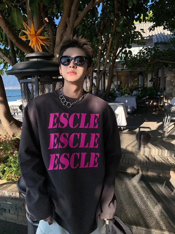 Retro Prints Printed Round Neck Alphabet Pullover