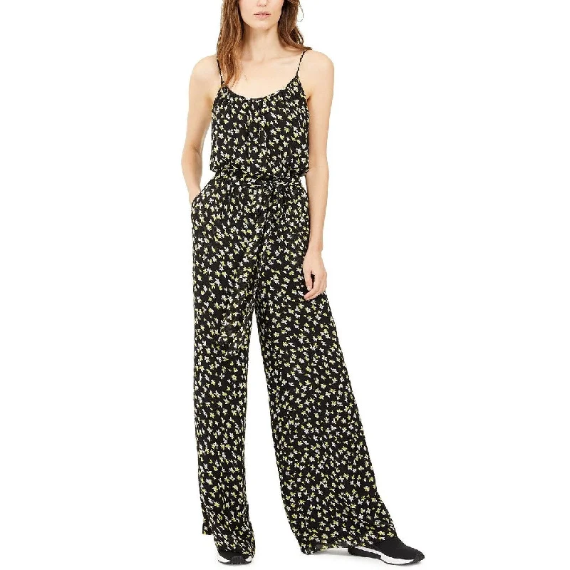 Trendy Traveler Michael Kors Women's Tossed Lilies Floral Tie Waist Jumpsuit Black Dandelion Yellow Size Medium Trendy Traveler Michael Kors Women's Tossed Lilies Floral Tie Waist Jumpsuit Black Dandelion Yellow Size Medium