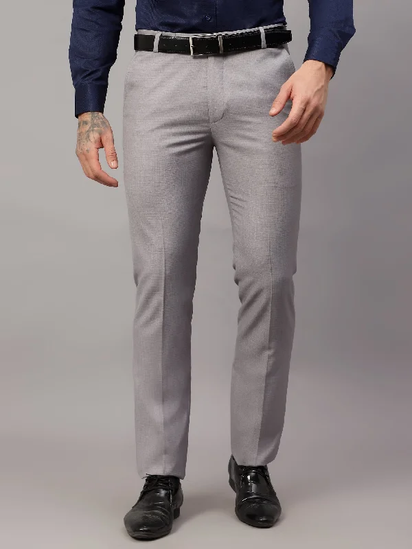 Cozy Outfit Men's Formal Flat front Grey  Trousers