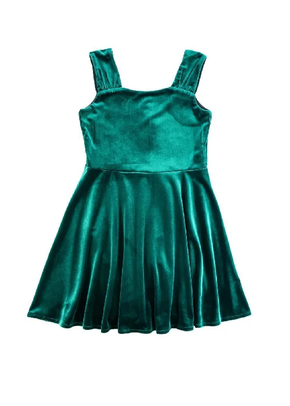 Comfortable Lifestyle Green Stretch Velvet Dress