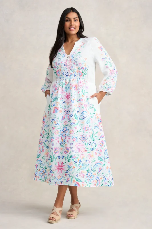 Effortless Comfort Border Print Midi Dress