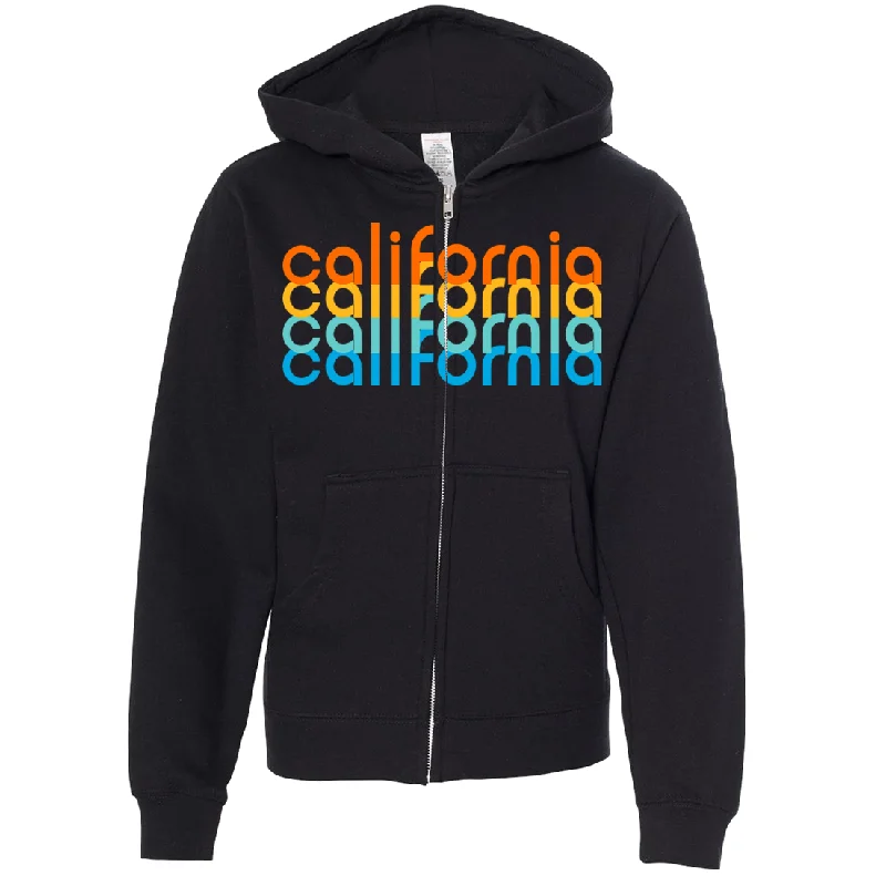 Cozy Chic Wear California Rainbow Stack Premium Youth Zip-Up Hoodie