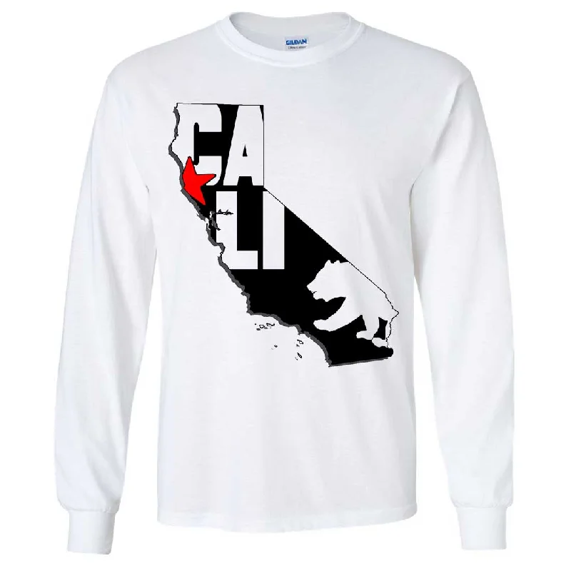 Comfortable Series Cali Map Silhouette Outline Long Sleeve Shirt
