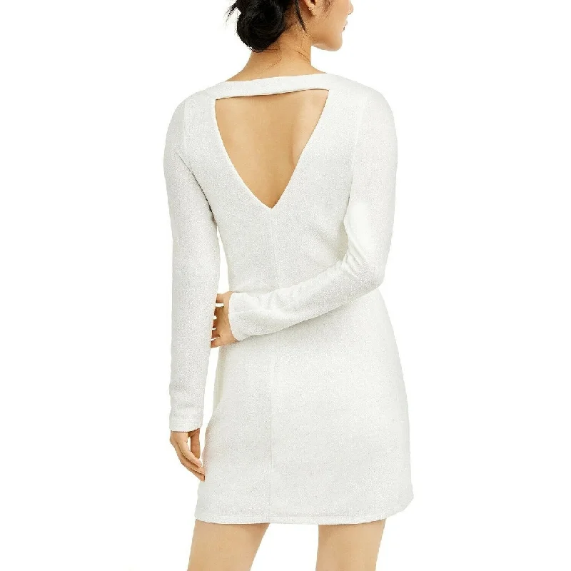 Thin Design Speechless Junior's Glitter Knit Bodycon Dress White Size 1