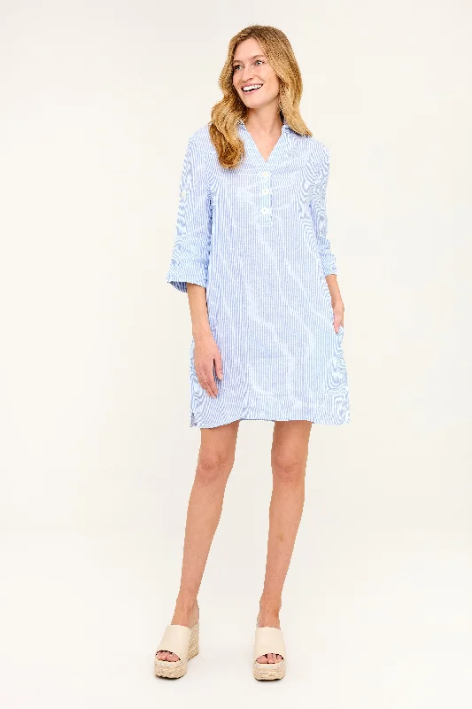 Cozy Shirts Sophia Dress - Blue Stripe