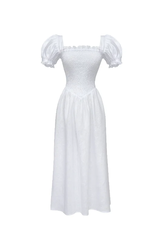 Comfy Layers Belle Linen Dress in White