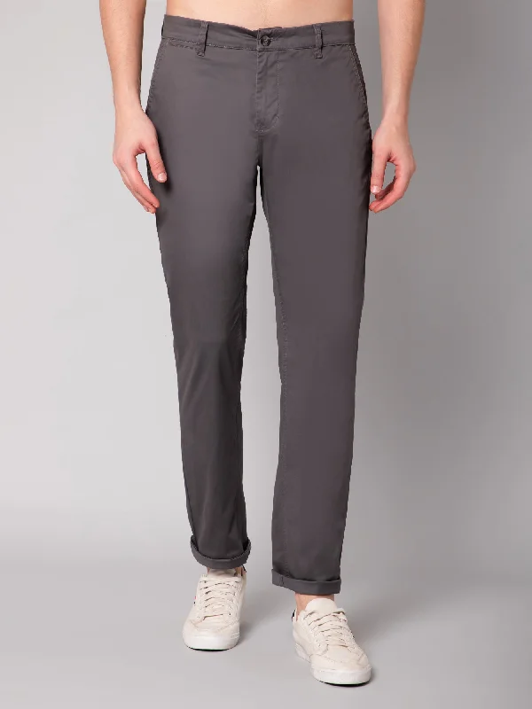 Retro Design Men's Casual Flat front Grey  Trousers