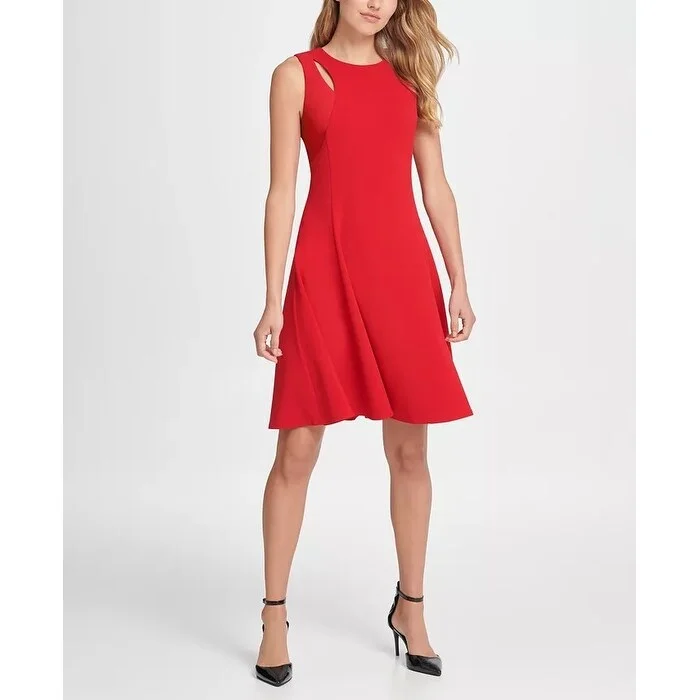 Beautiful Romance DKNY Women's Cutout Fit & Flare Dress Red Size 2
