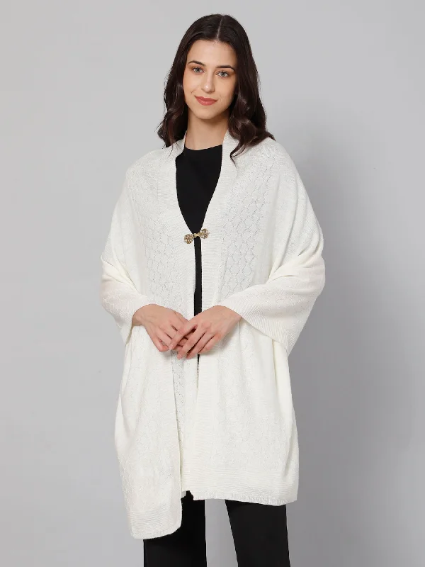 Fashionable Prints Women's Casual  Offwhite Pointelle border  Stole