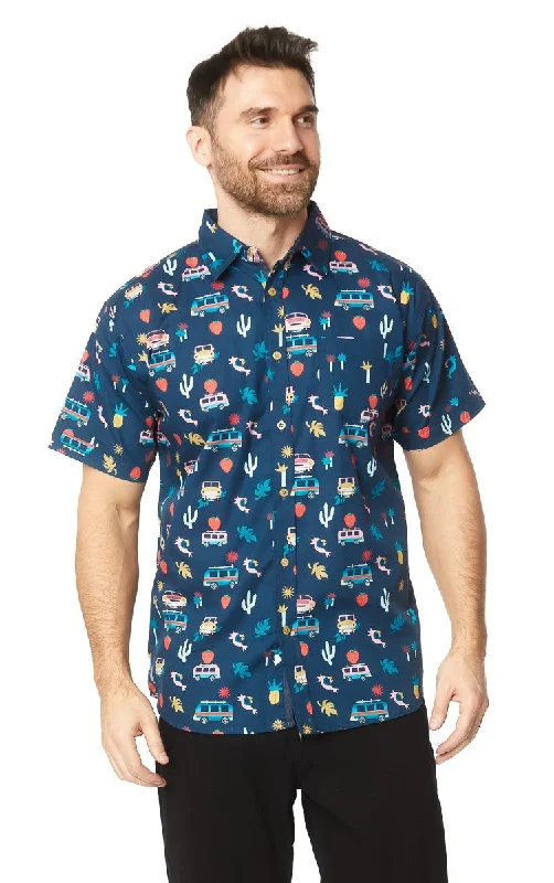 Layered Comfort Men's Camper Print S/S Button Up