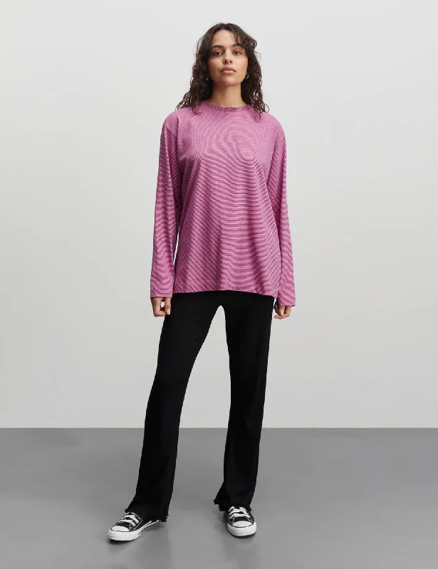 Cute Style Crisp Jersey Jerry Tee LS, Carmine Rose/Black