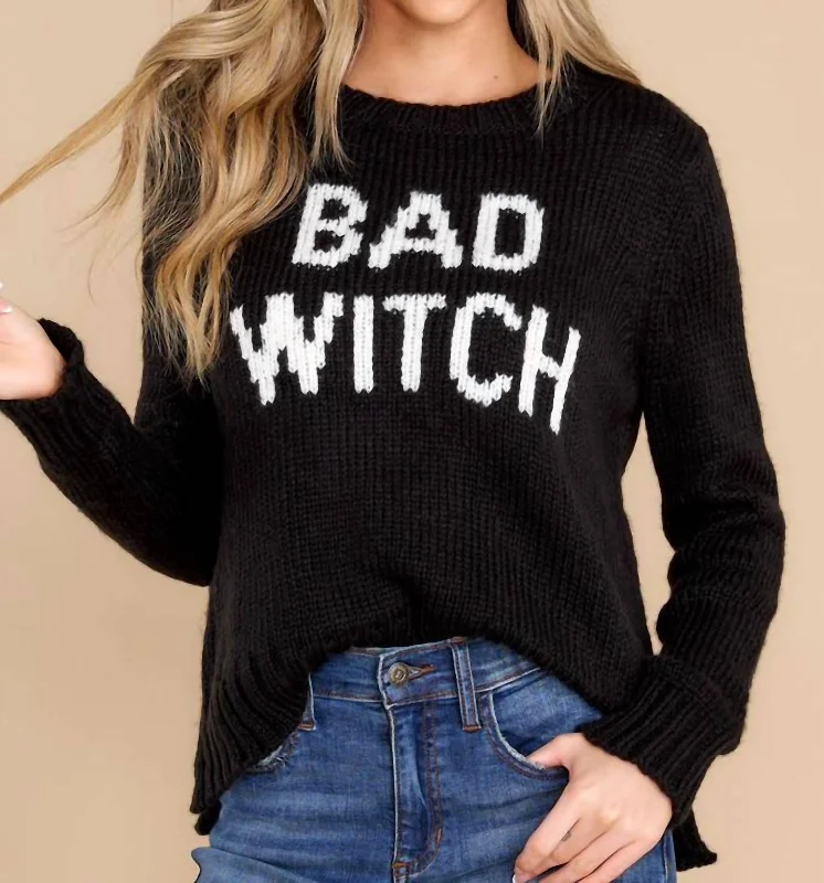 Celebrity Style Bad Witch Sweater In Black