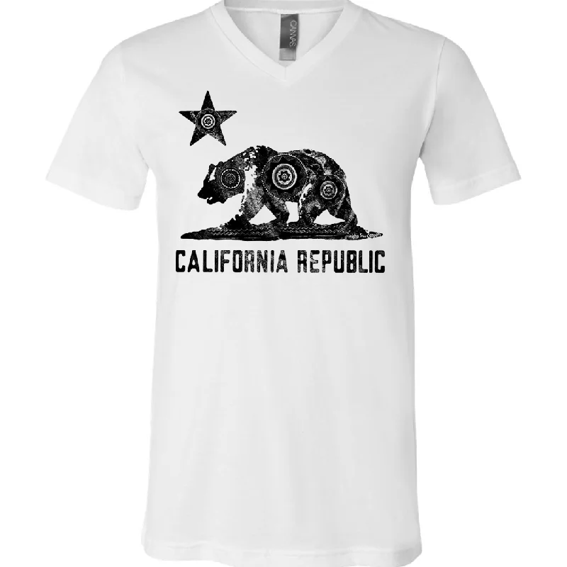 Bright Colors California Chumash Mandala Black Print Asst Colors V-Neck