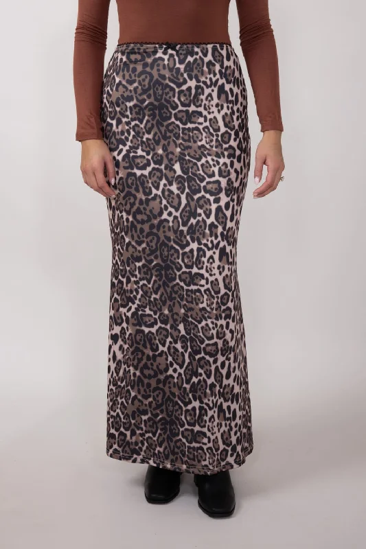 All-Day Outfits Leopard Print Maxi Skirt for Women in Animal Print | MAS3015-ANIMALPRINT
