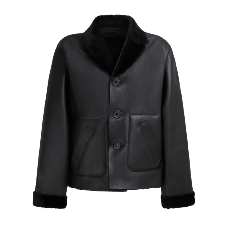 Romantic Data Reversible Short Shearling Coat