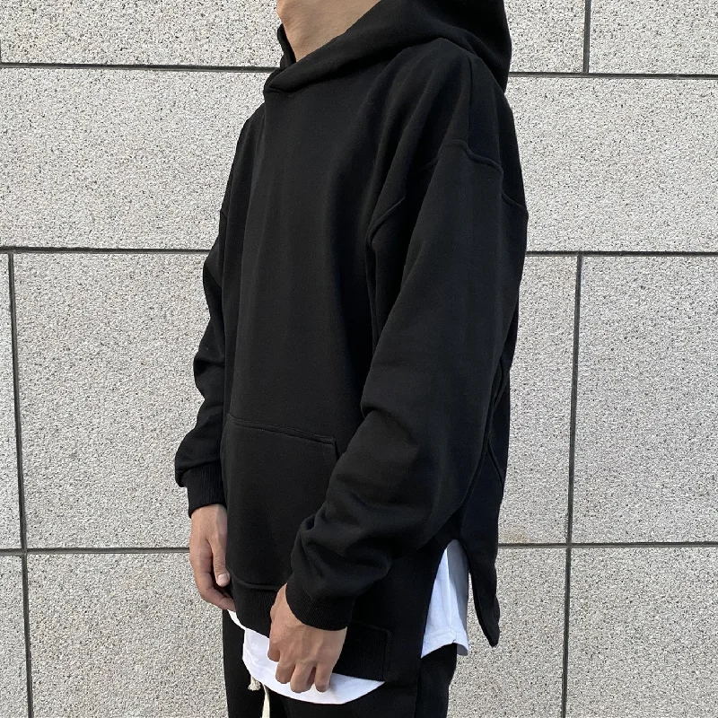 Light Layers Oversize Side Slit Hooded Sweater
