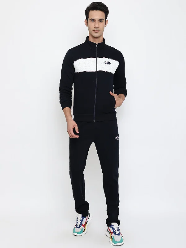 Floral Prints Men Navy Blue Tracksuit