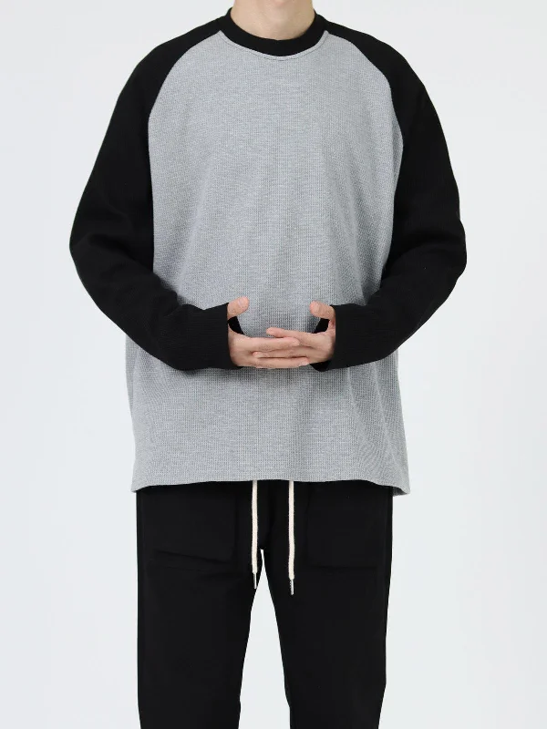 Cozy Outerwear Waffle Round Neck Long-sleeved Shirt
