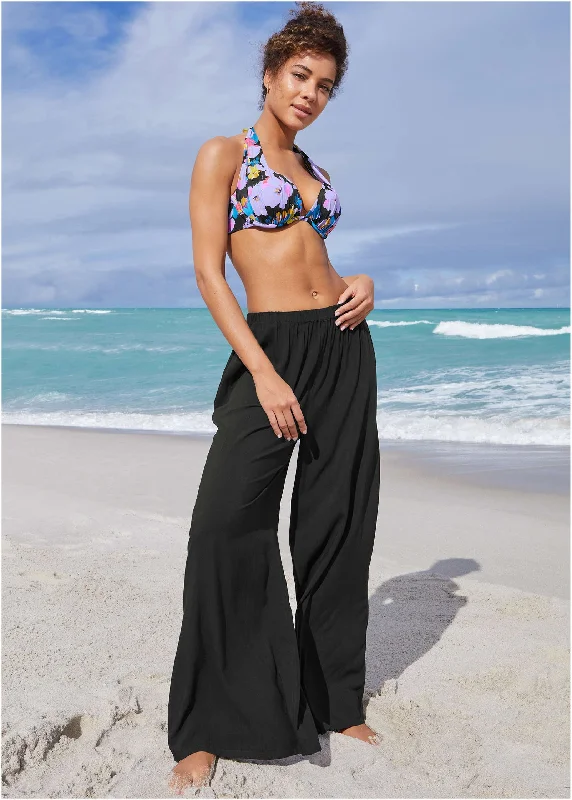Casual Style Palazzo Cover-Up Pant - Black Beauty
