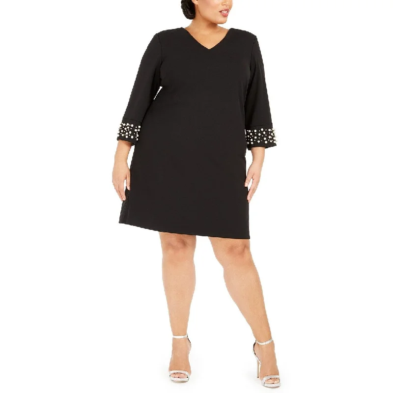 Unique Design Calvin Klein Women's Plus Size V-Neck Imitation Pearl Dress Black Size 20 Unique Design Calvin Klein Women's Plus Size V-Neck Imitation Pearl Dress Black Size 20