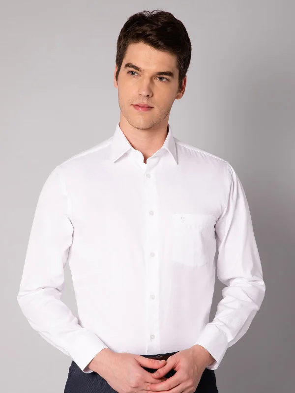 Cozy Look Men's White Formal Plain Full Sleeve Shirt