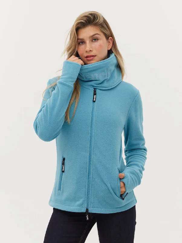 High Street Fashion Funnel Microfleece Zip-Up Wrap Neck -