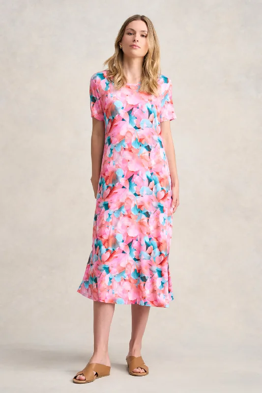 Easy Style Trapeze Jersey Dress - Summer Floral