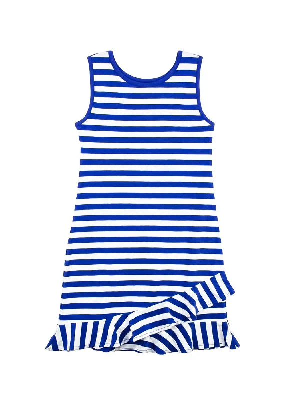 Comfortable Fashion Looks Stripe Knit Ruffle Hem Dress