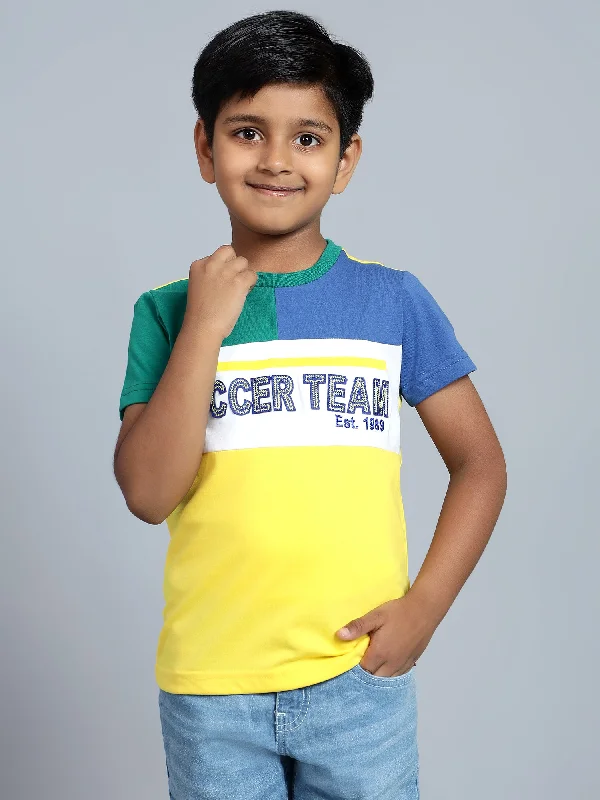Trendy Comfort Wear Boys Casual Yellow Half Sleeve  T-Shirt
