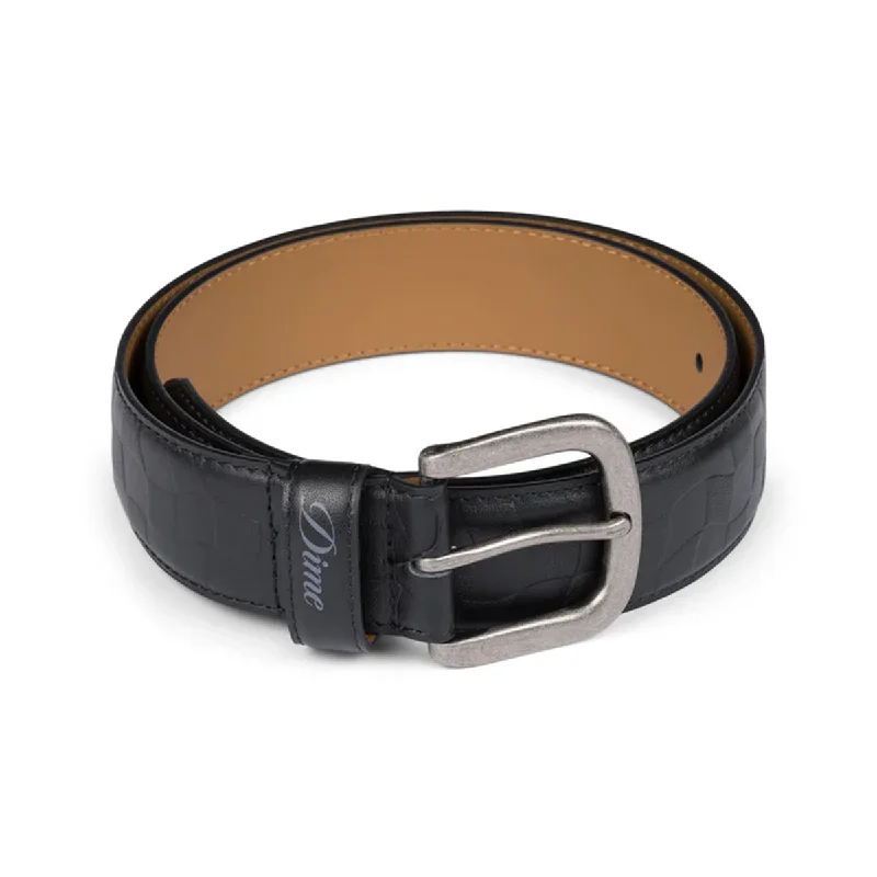 Ultra-lightweight Dime Checkered Leather Belt - Black