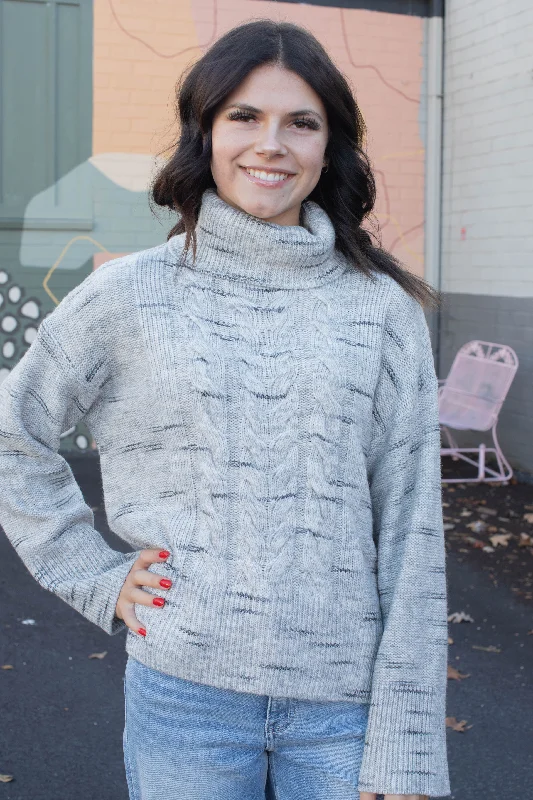 Versatile Casuals Feeling Cozy Cable Sweater, Light Grey Multi | Sanctuary
