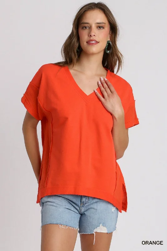 Luxury Classic French Terry V-Neck Top