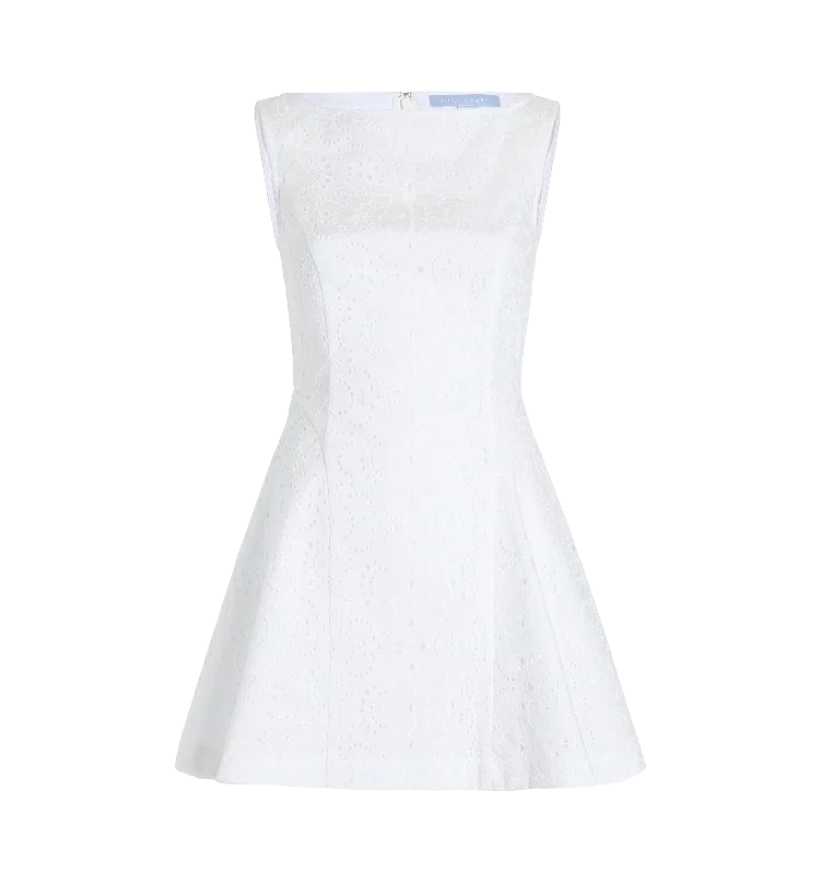 Comfy Pants The Sutton Dress in White Broderie Anglaise