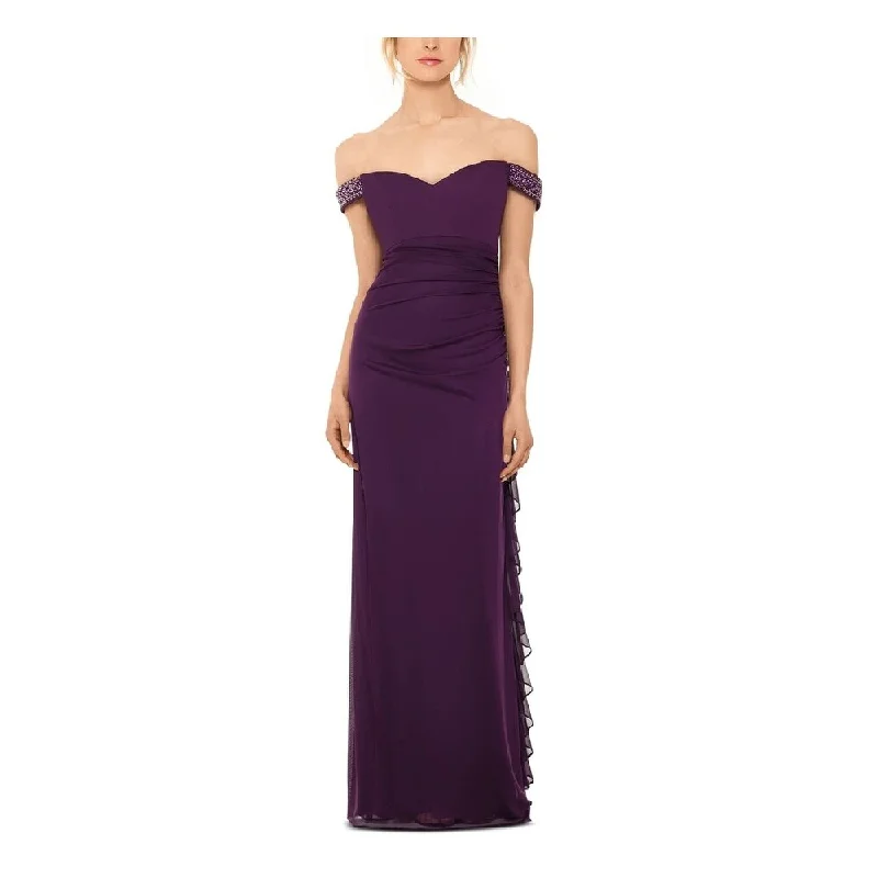Cute Style Betsy & Adam Women's Sleeveless Off Shoulder Maxi Sheath Evening Dress Purple Size 10 Cute Style Betsy & Adam Women's Sleeveless Off Shoulder Maxi Sheath Evening Dress Purple Size 10