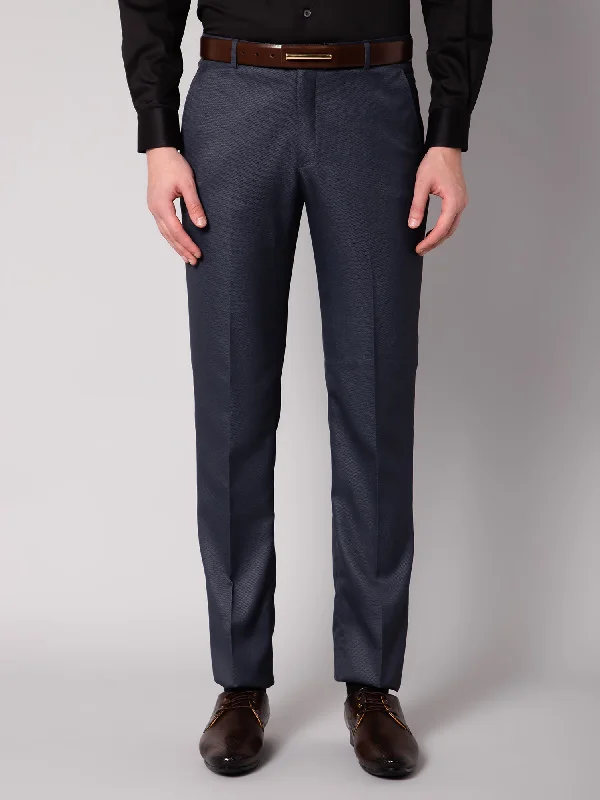 European Plan Men's Formal Flat front Dark Grey  Trousers