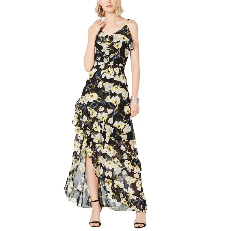 Lazy Style INC International Concepts Petite Ruffled High-Low Maxi Dress Black Size 4 Lazy Style INC International Concepts Petite Ruffled High-Low Maxi Dress Black Size 4