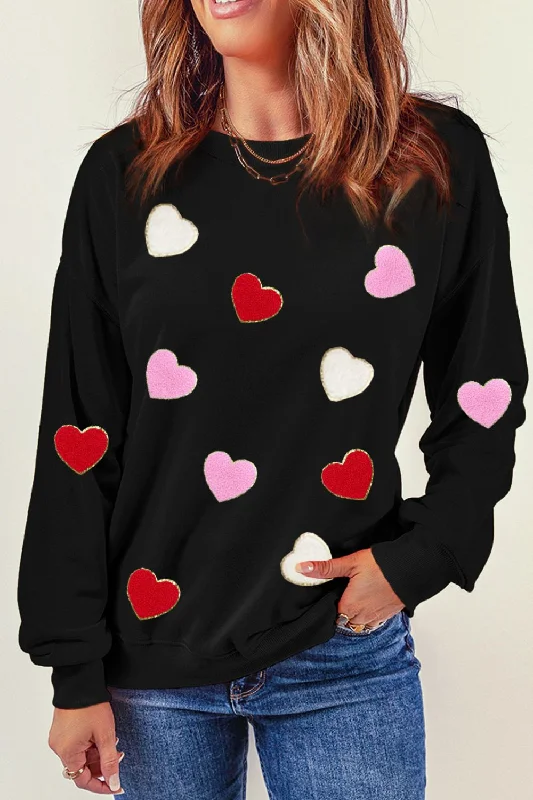 End Of The Year Valentine's Day Contrast Heart Long Sleeve Sweatshirt