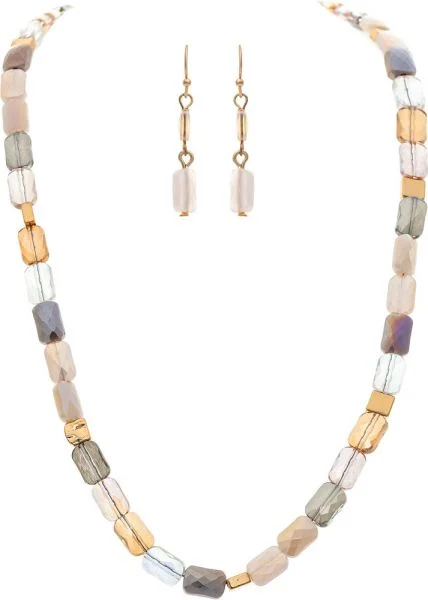 Chic Comfort Natural Fire Polish Faceted Beads Necklace Set