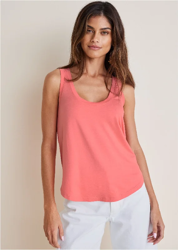 Trendy Comfort Wear Scoop Neck Tank - Coral