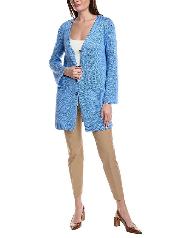 Light Dressing Lafayette 148 New York Loose Knit Button Front Silk-Blend Sweater