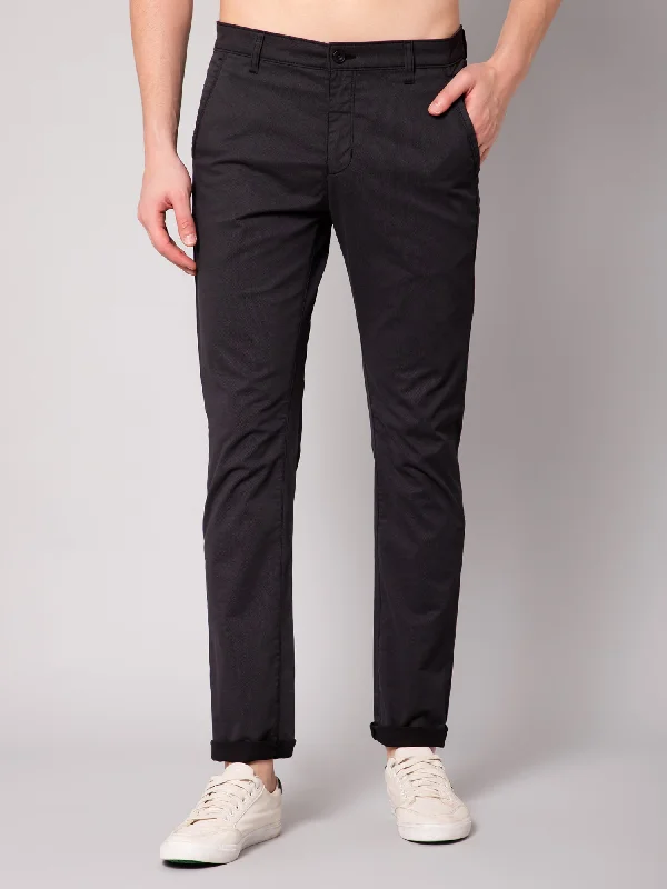 Versatile Itinerary Men's Casual Flat front Black  Trousers