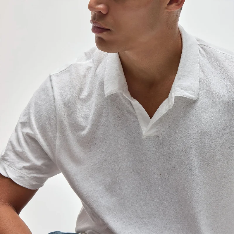 Simple Matching Cotton Jersey Polo - White