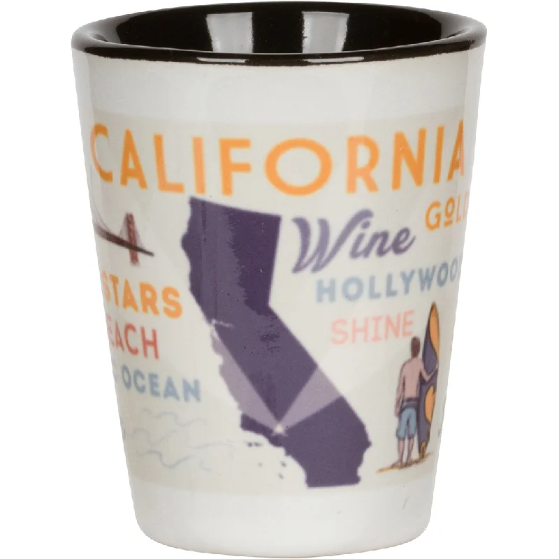 Fashion Innovation California State Map and Icons Shot Glass