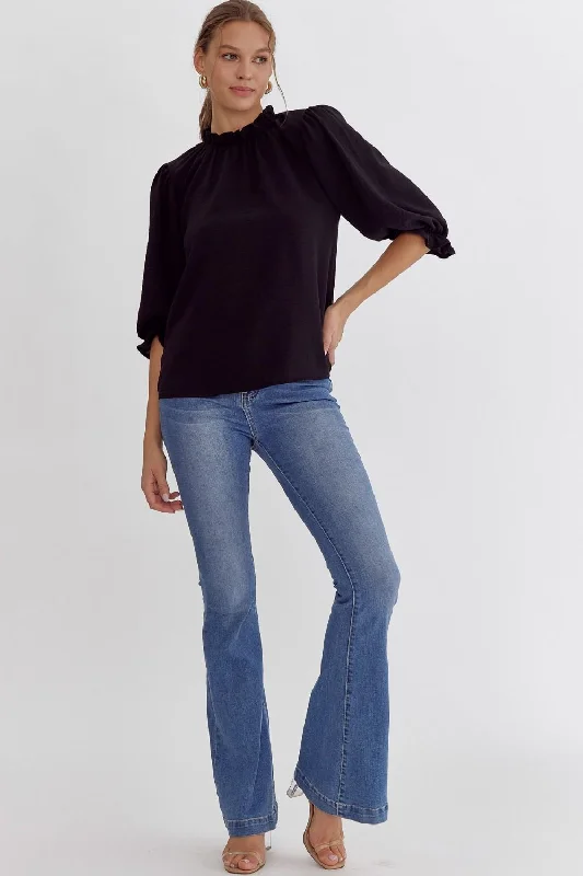 Innovative Design Mock Neck Top