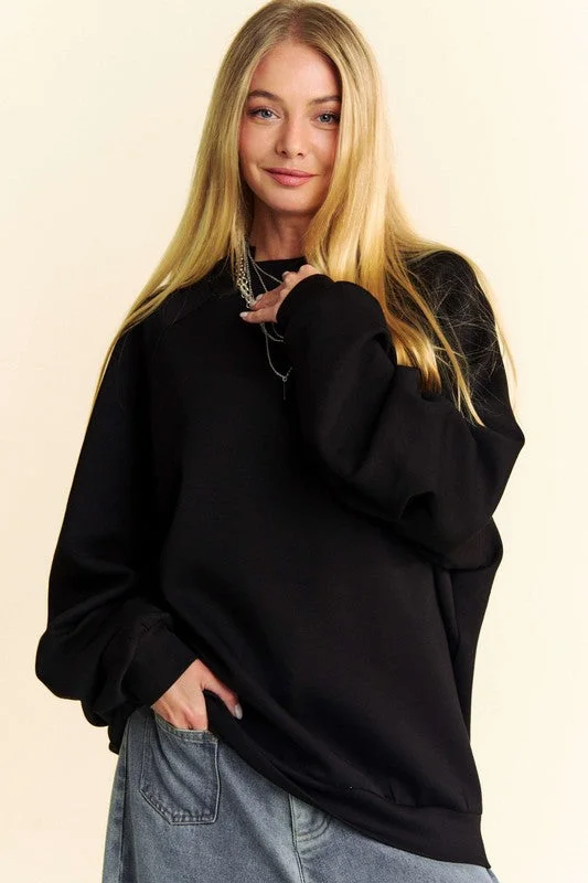 Comfortable Design Davi & Dani Round Neck Raglan Sleeve Sweatshirt