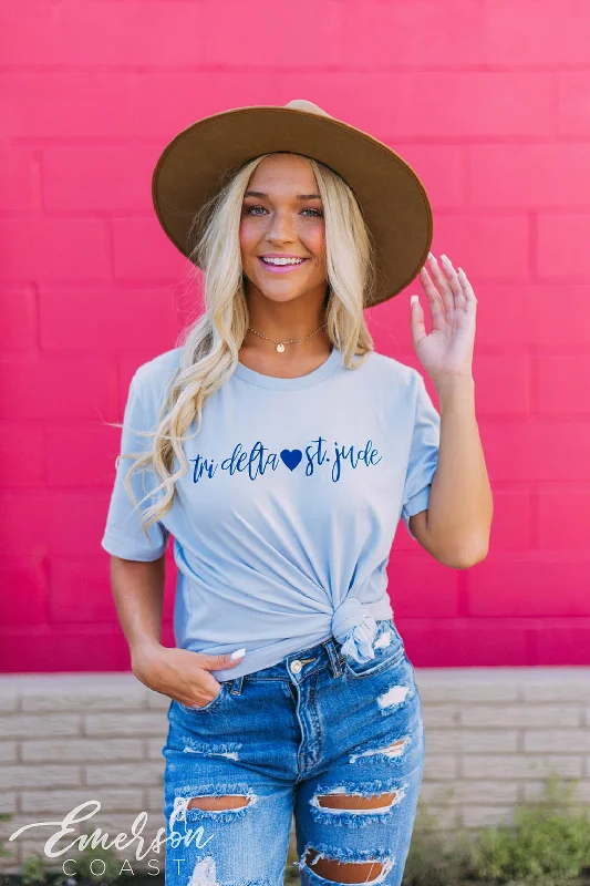 Wandering freely Tri Delta Loves St. Jude Blue Tee
