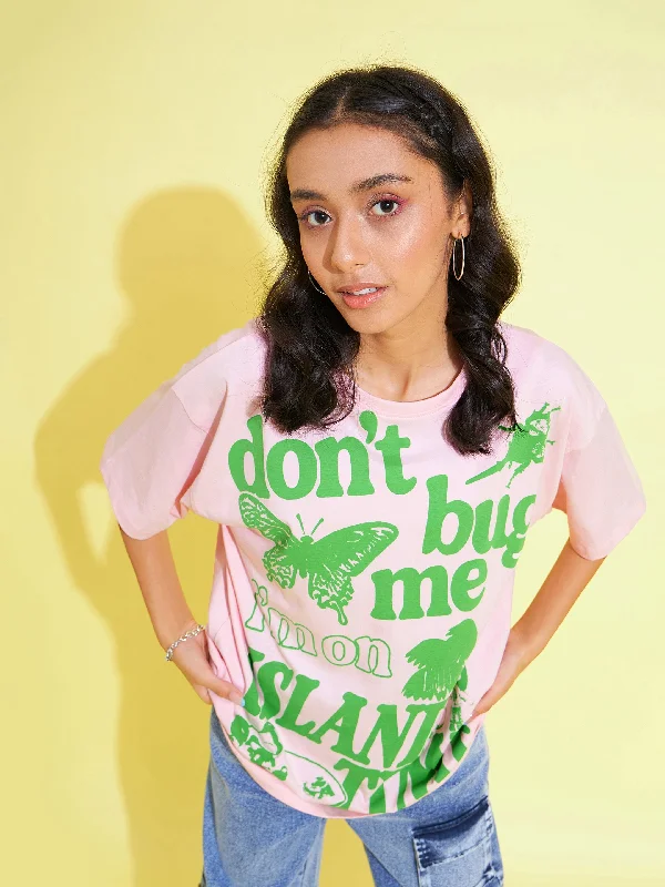 Fashion Pioneer Girls Pink Don't Bug Me Oversized T-Shirt