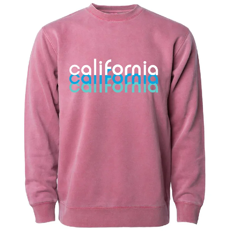 Urban Chic California Ocean Tones Pigment Dyed Crewneck Maroon