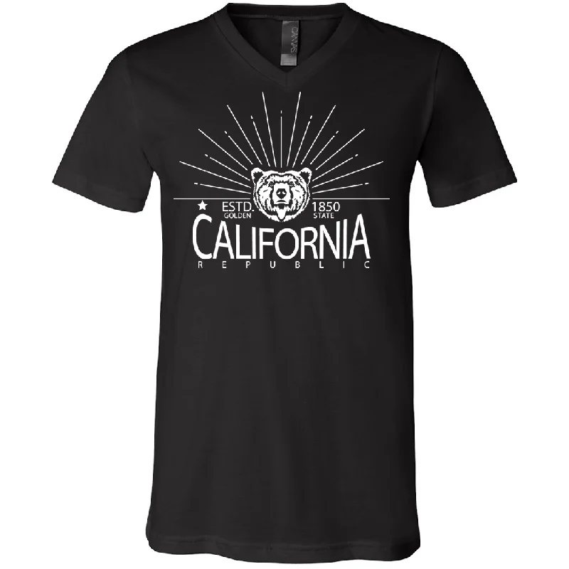Exquisite Fabrics California Golden State White Print  Asst Colors V-Neck