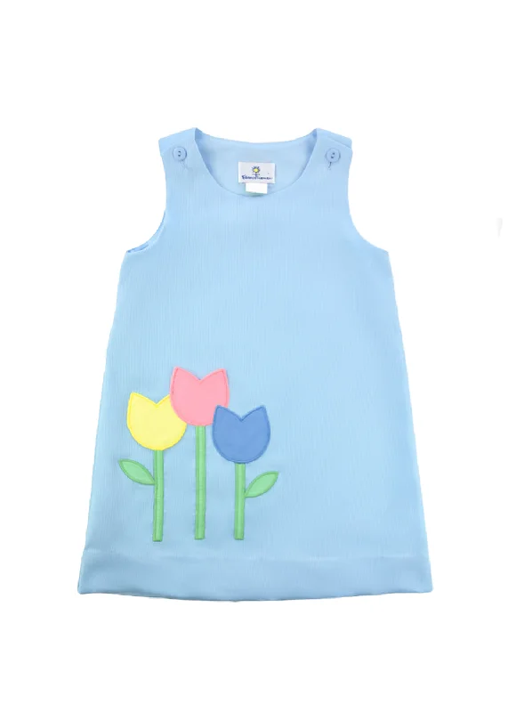 Elegant Comfort Finewale Pique Dress With Tulips